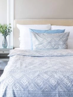 Perkal-Bettwäsche-Set In Blau/ Weiß -Heimdekoration Geschäft avance perkal bettwasche set in blau weiss 3