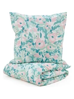 Perkal-Bettwäsche-Set In Türkis/ Rosa