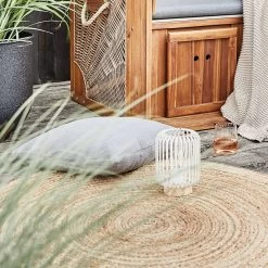 Hanf-Teppich Ø110cm ALL NATURE In Natur -Heimdekoration Geschäft butlers hanf teppich o110cm all nature in natur 5