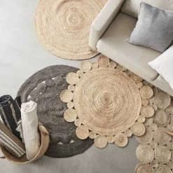 Hanf-Teppich Ø110cm ALL NATURE In Natur -Heimdekoration Geschäft butlers hanf teppich o110cm all nature in natur 7