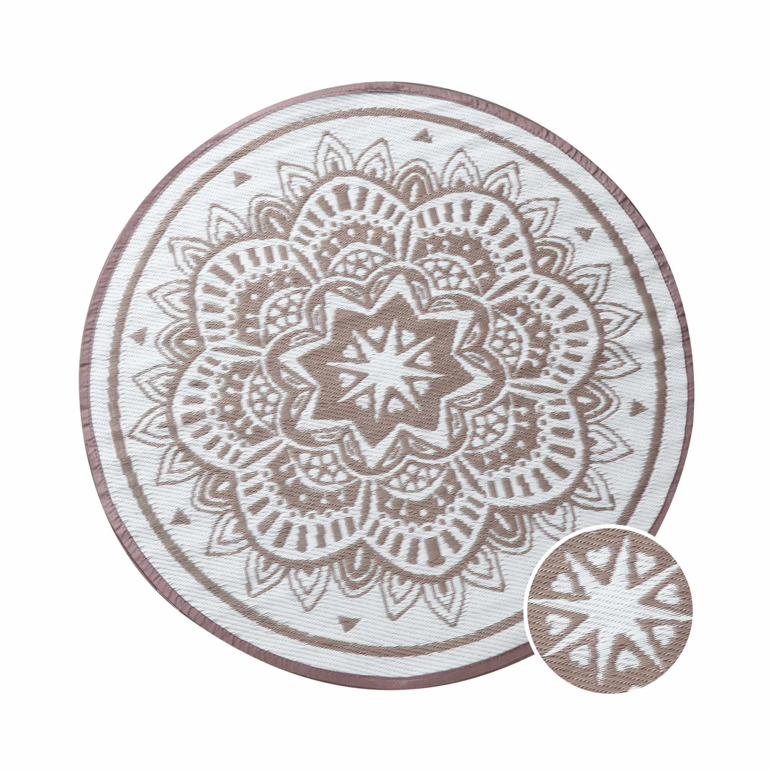 In- & Outdoor-Teppich Flora Ø118cm COLOUR CLASH In Natur-Weiß