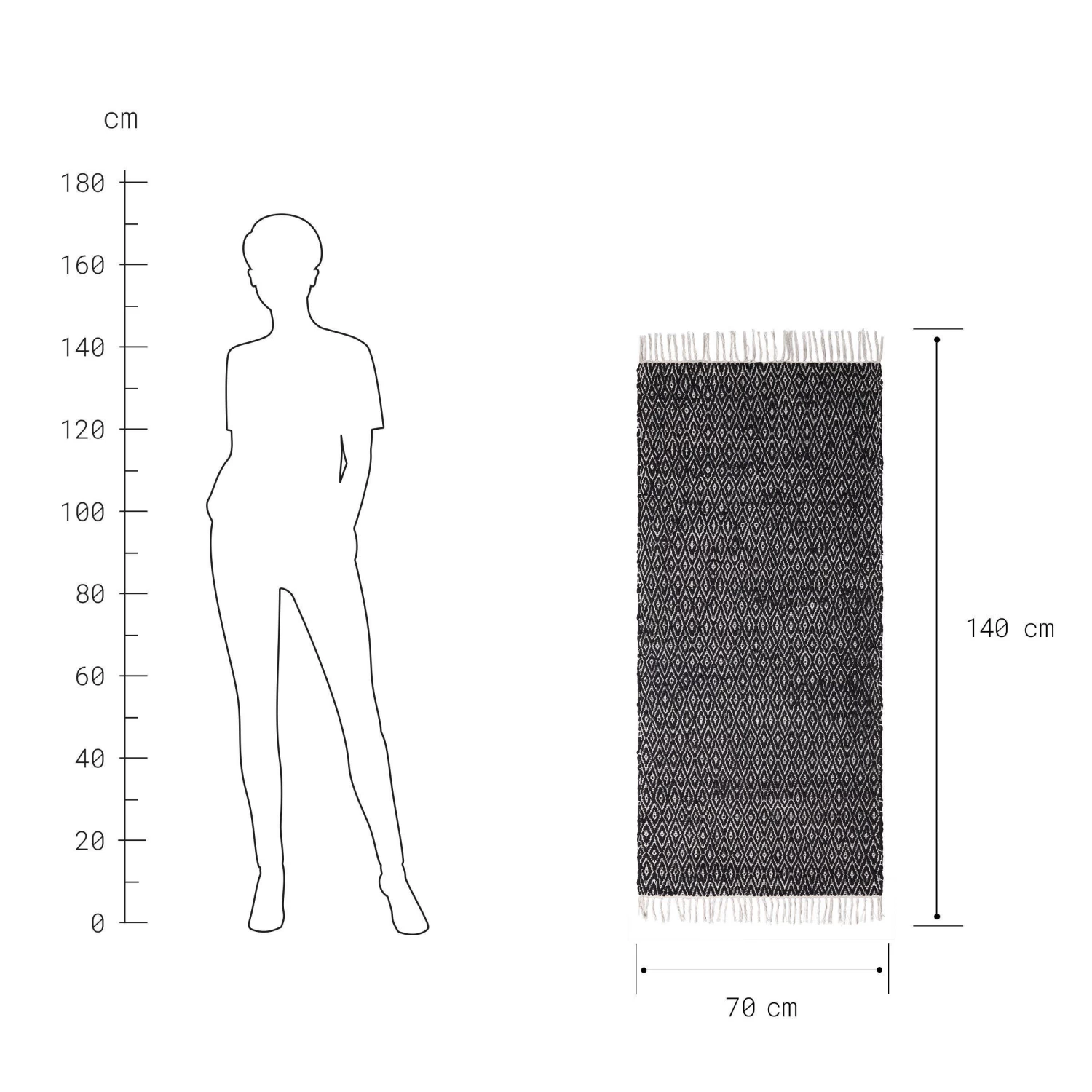 Läufer Rauten L 140 X B 70cm ETHNO LODGE In Schwarz-Natur 3 Läufer Rauten L 140 X B 70cm ETHNO LODGE In Schwarz-Natur – Bild 3