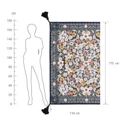 Picknickdecke L 175 X B 154cm BETWEEN FLOWERS In Dunkelblau -Heimdekoration Geschäft butlers picknickdecke l 175 x b 154cm between flowers in dunkelblau 3