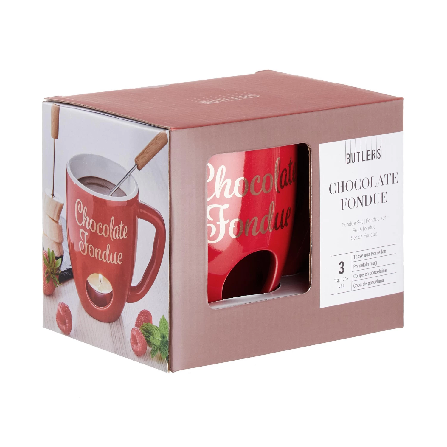 Tasse Mit 2 Gabeln CHOCOLATE FONDUE In Rot 3 Tasse Mit 2 Gabeln CHOCOLATE FONDUE In Rot – Bild 3