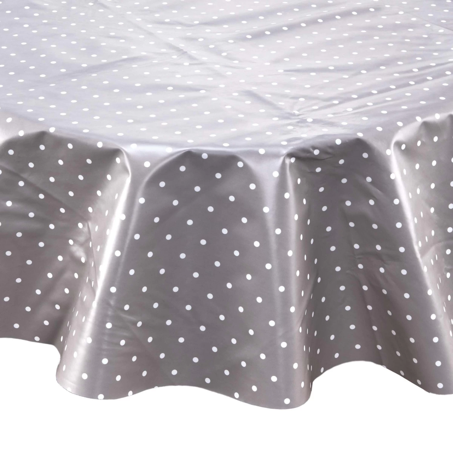 Wachstischdecke Punkte Ø 140 Cm WATERPROOF In Grau 1 Wachstischdecke Punkte Ø 140 Cm WATERPROOF In Grau