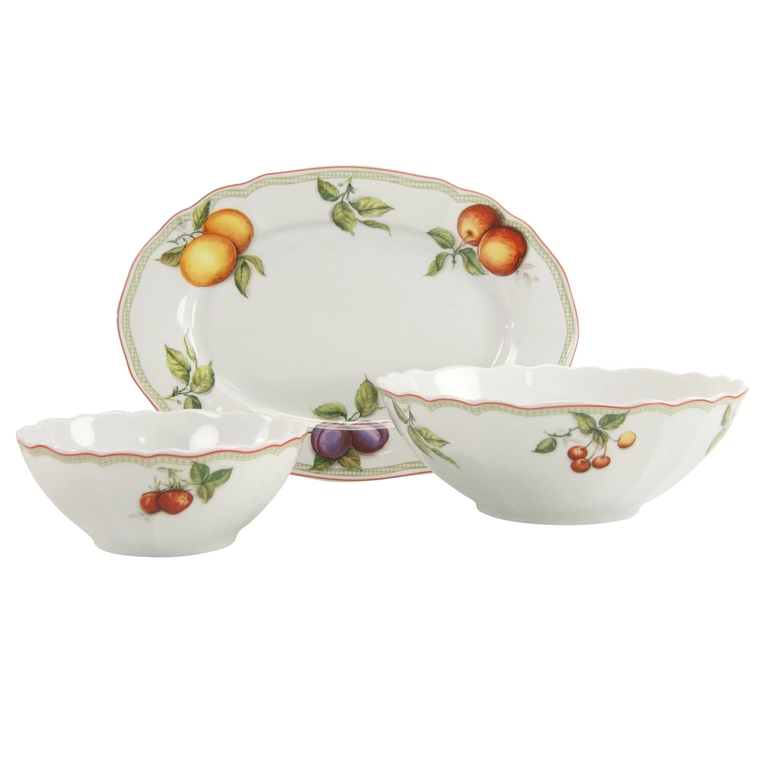 CreaTable Flora Orchard Geschirrset Servier Set 3 Teilig In Weiß 1 CreaTable Flora Orchard Geschirrset Servier Set 3 Teilig In Weiß