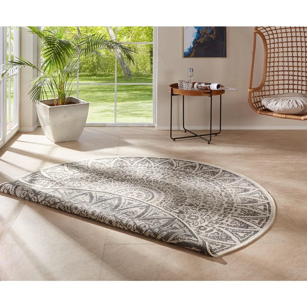 In- Und Outdoor Wendeteppich Rund Lilja Grau 2 In- Und Outdoor Wendeteppich Rund Lilja Grau – Bild 2