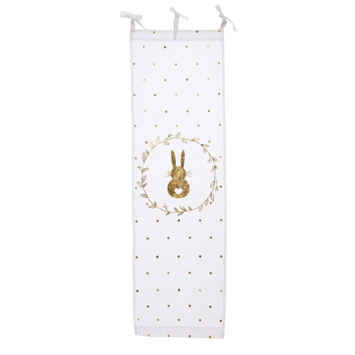 Organdy-Vorhang Hase, Weiß/Goldfarben