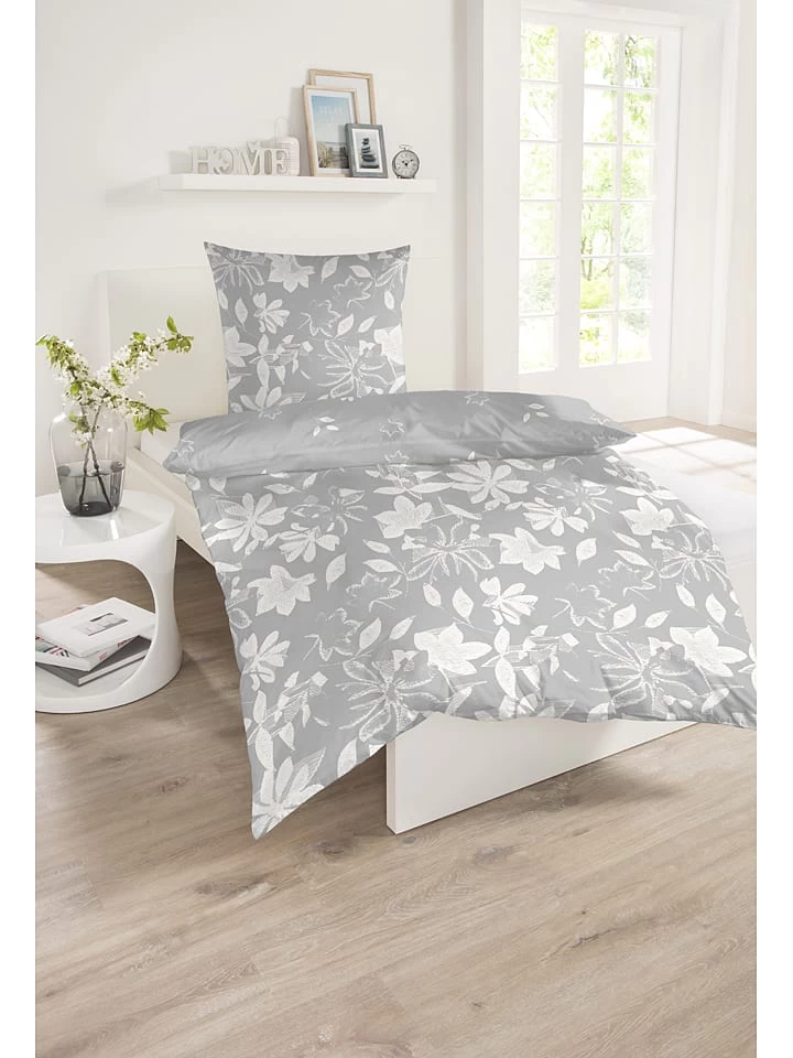 Schiesser Renforcé-Bettwäsche-Set "Fleur" In Grau 2 Schiesser Renforcé-Bettwäsche-Set "Fleur" In Grau – Bild 2