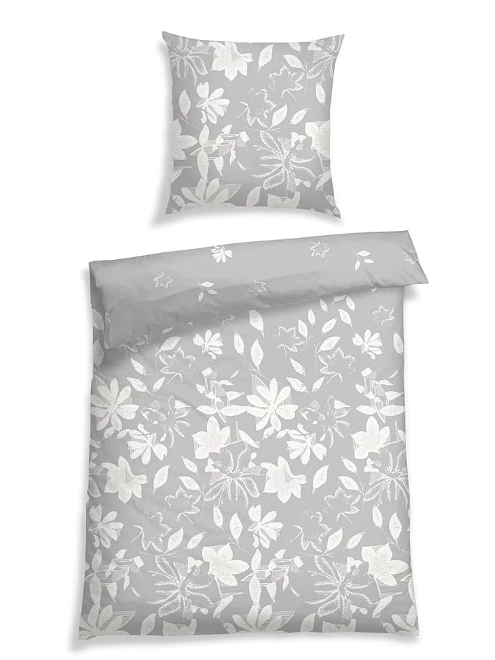 Schiesser Renforcé-Bettwäsche-Set "Fleur" In Grau 1 Schiesser Renforcé-Bettwäsche-Set "Fleur" In Grau
