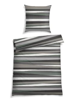 Schiesser Satin-Bettwäsche-Set "Kilian" In Grau/ Braun/ Grün