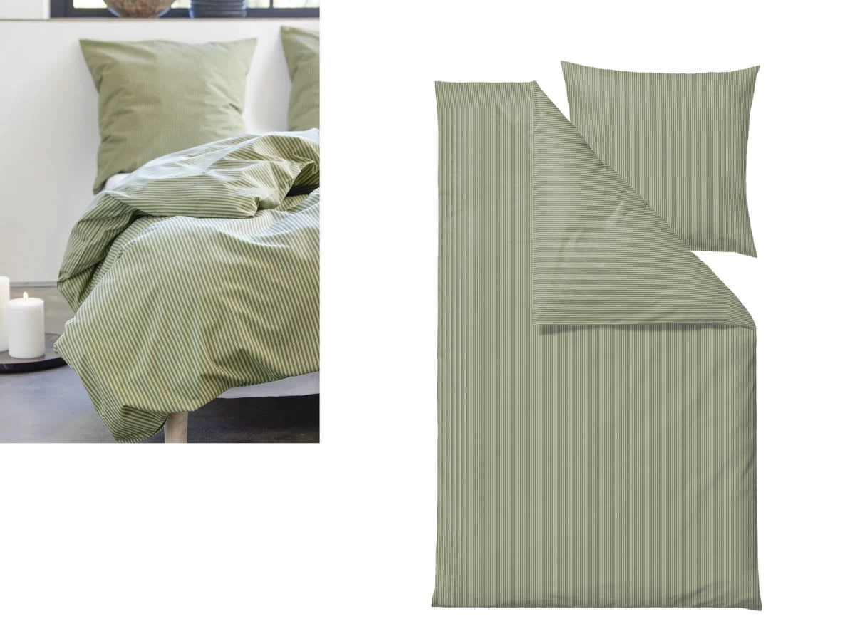 Bettwäsche Classic Stripe 135x200cm In Olive 2 Bettwäsche Classic Stripe 135x200cm In Olive – Bild 2