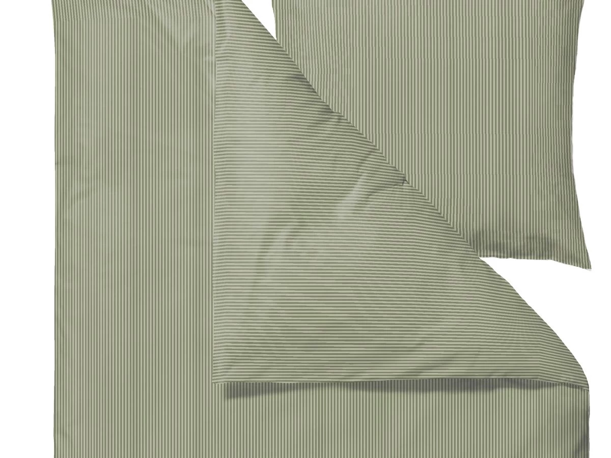 Bettwäsche Classic Stripe 135x200cm In Olive 3 Bettwäsche Classic Stripe 135x200cm In Olive – Bild 3